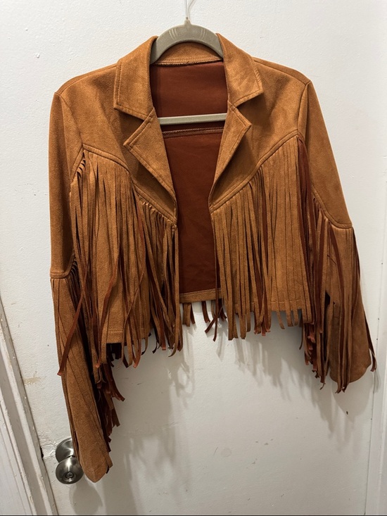 Jackets & Blazers - EUC Fringe Suede Jacket - Tan Fringe Cropped Coat